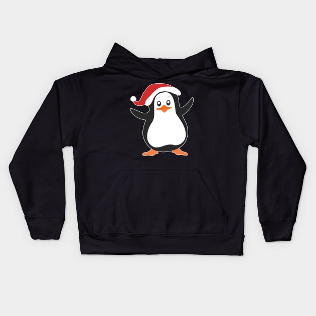 Cute Christmas Penguin Christmas Gift Kids Hoodie by Foxxy Merch